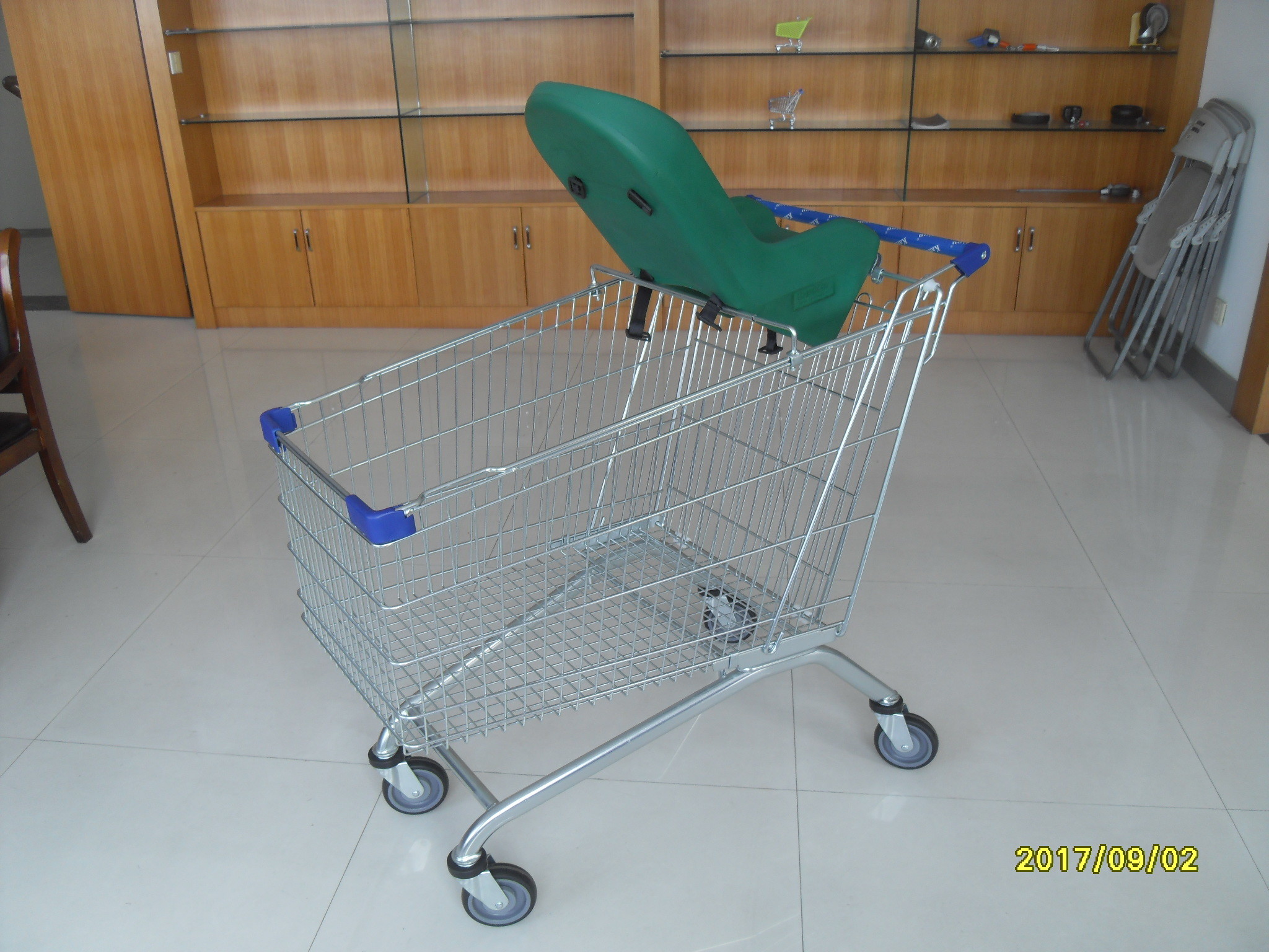210L Grocery Shopping Carts of GS / ROSH Supermarket Cart With Baby Capsule