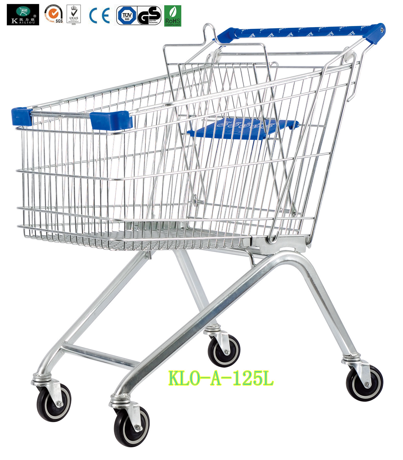 Professional Supermarket Shopping Carts With Chair 125 Liter / Retail Shopping Trolley